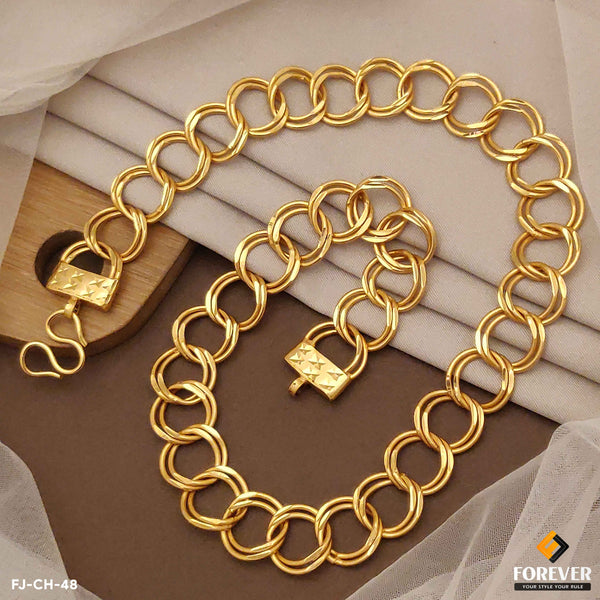 2 Kadi Superior Quality Hand-Finished Design Gold Plated Chain for Men.(CH-48)