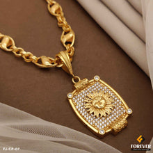 Gold Platted Gorgeous Design Chain with Surya Diamond Pendant Combo For Men.(CP-07)