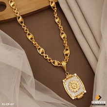 Gold Platted Gorgeous Design Chain with Surya Diamond Pendant Combo For Men.(CP-07)