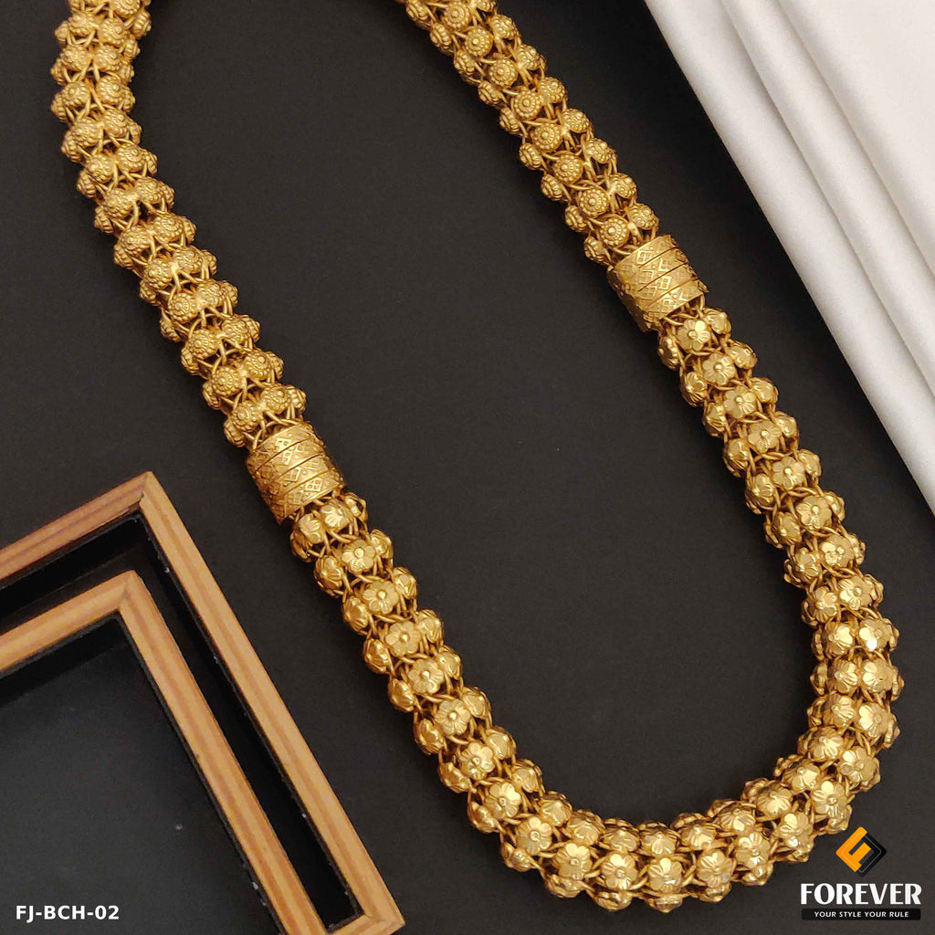 Heavy Big Size South Indian Gold Pletted Design Fashion Chain For