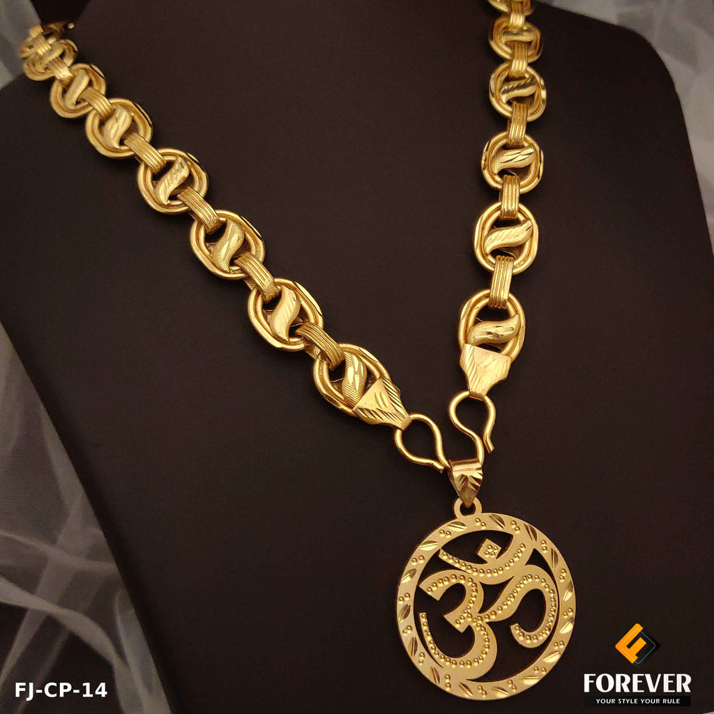 Superior Desing koyali Gold pleted Chain With CNC OM Pendant For
