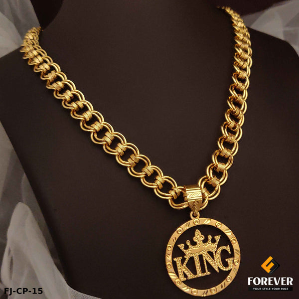 New Classical Gold Finish 2 Kadi Chain with Taj-King pendal for Men.(CP-15)