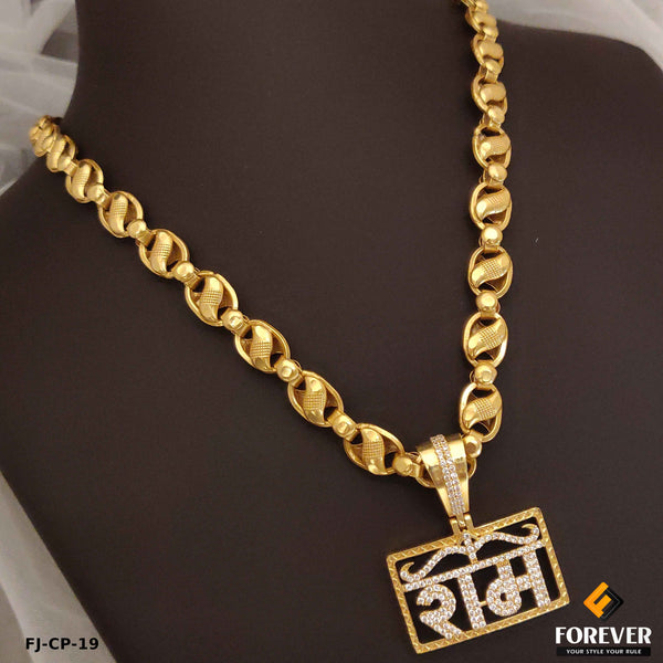 Exclusive Design Gold Pletted Koyali bindi With RAM Pendal Chain.(CH-19)