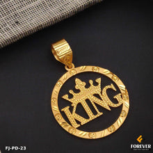 New Round Gold Pletted KING Design Pendant.(PD-23)