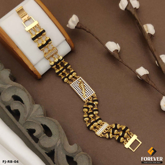 Jaguar Extraordinary Design 3 Line Rudraksha Gold Bracelet for Men.(RB-04)