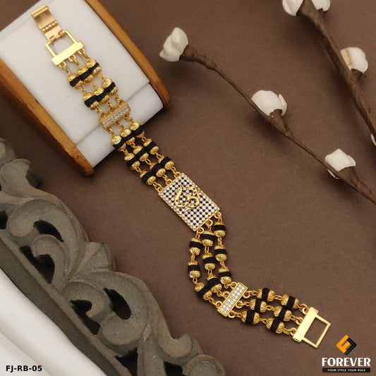 OM Extraordinary Design 3 Line Rudraksha Gold Bracelet for Men.(RB-05)